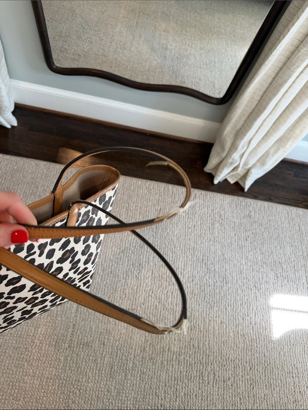 Tory Burch Leopard-Print Tote with Tan Trim